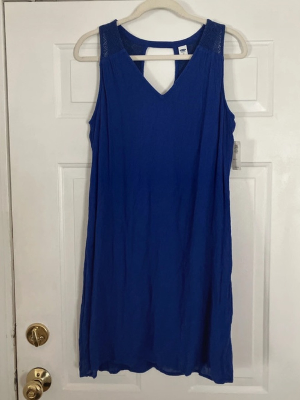 Old Navy Blue lace detail rayon sleeveless dress womens Sz XS NWT